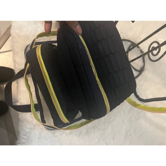 Aimee Kestenberg Ivy 4Pc Set Black quilted Python Travel makeup Case Gold zipper - Picture 8 of 9